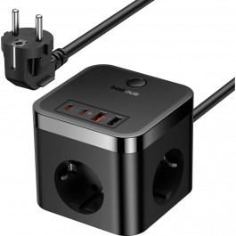 Baseus PowerCombo Cube Power Strip 3AC+2U+2C 30W 1.5m Black