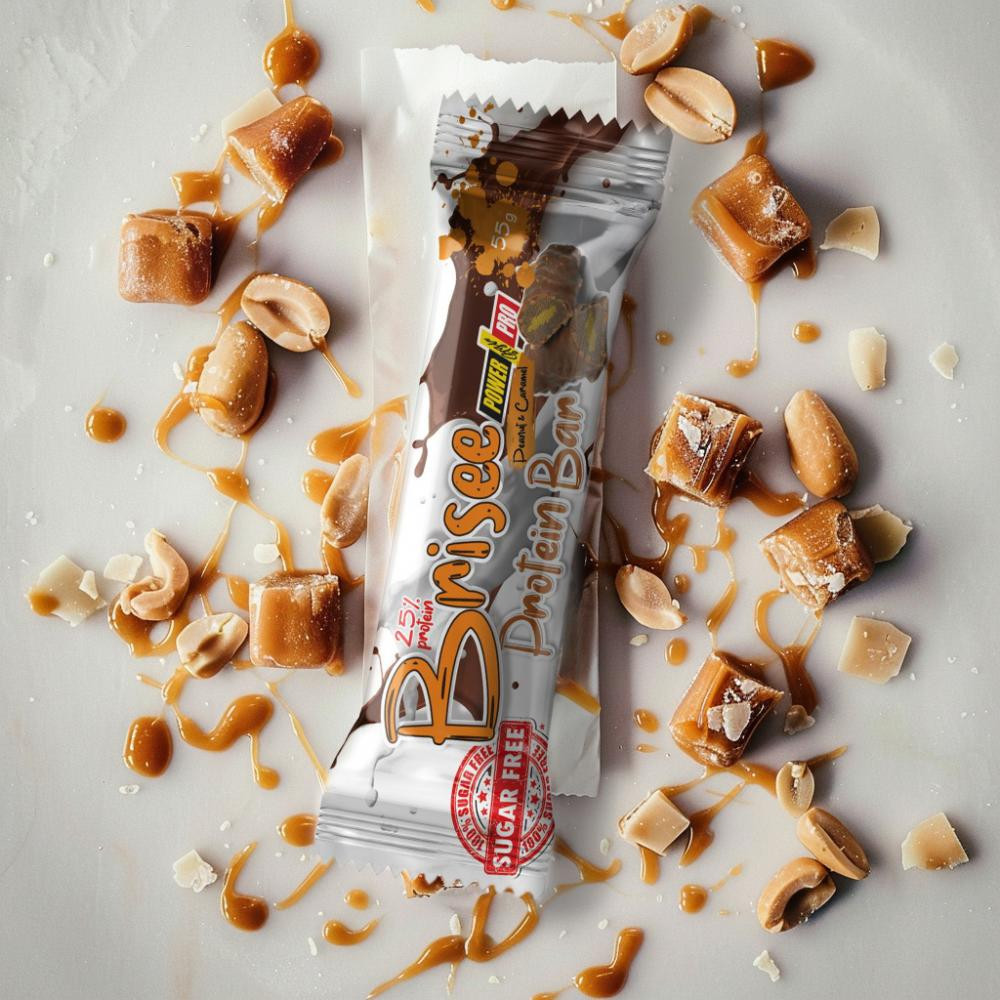 Power Pro Protein Bar Brisee 55 g Peanuts + Caramel - зображення 1