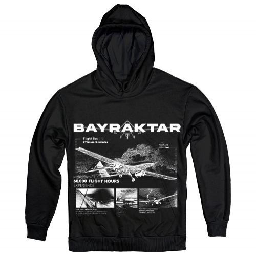 TKT Import Худі бавовняний чорний із принтом Bayraktar in Black  7000127-black - зображення 1