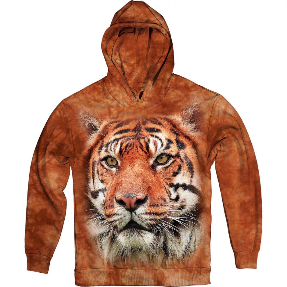 TKT Import Худі бавовняний коричневий з принтом Tiger Look  5500030 - зображення 1