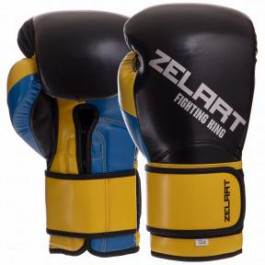 Zelart Рукавички боксерські BO-2887 12oz, синій/жовтий/чорний
