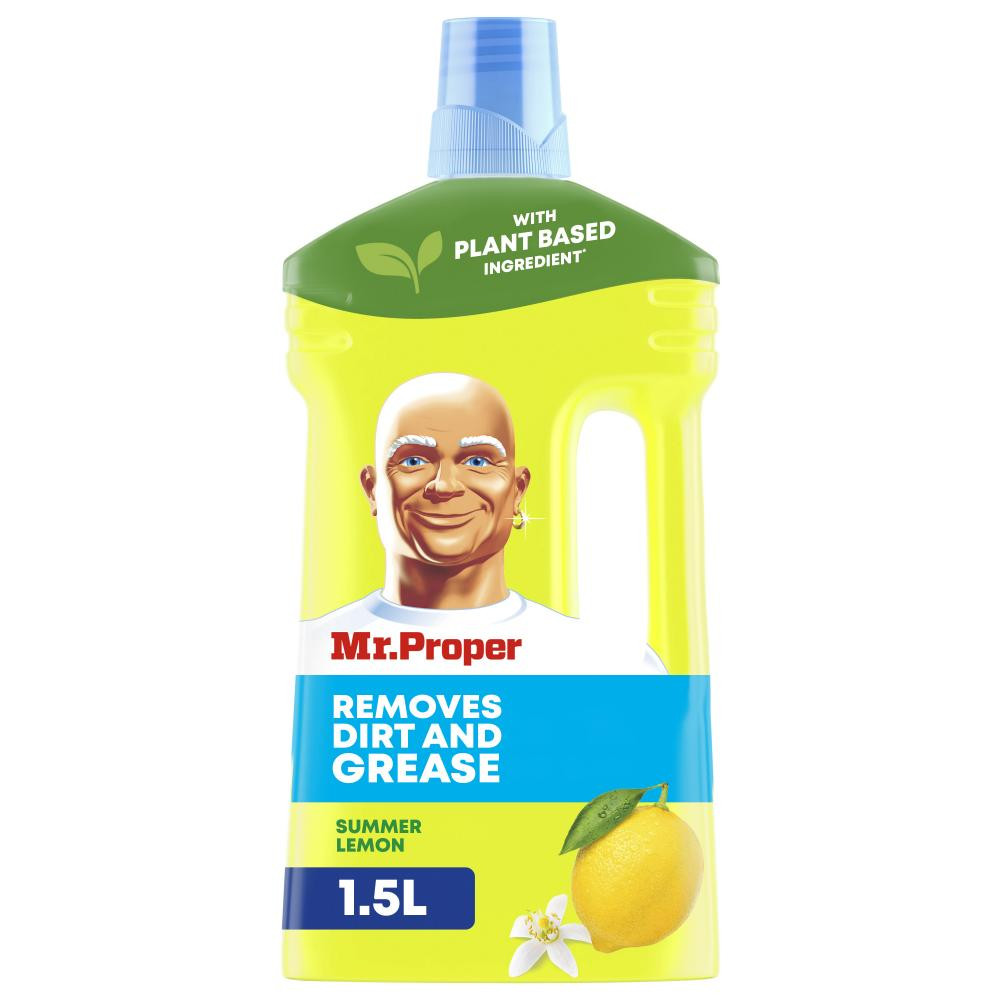 Mr.Proper Моющая жидкость для полов и стен Чистота и блеск Лимон 1,5 л (5410076957484) - зображення 1