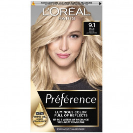 L'Oreal Paris Стійка гель-фарба для волосся  Recital Preference 9.1 - Дуже світло-русявий попелястий 174 мл (36005
