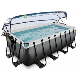 EXIT Black Leather Pool 400x200x122cm + sand filter pump, cover, heat pump / black (30.67.42.20)