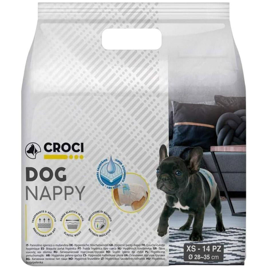 Croci Суперпоглинаючі підгузки для собак  Dog Nappy з еластичною стрічкою XS вага 1-2 кг 28-35 см 14 шт. ( - зображення 1