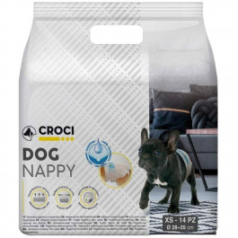 Croci Суперпоглинаючі підгузки для собак  Dog Nappy з еластичною стрічкою XS вага 1-2 кг 28-35 см 14 шт. (
