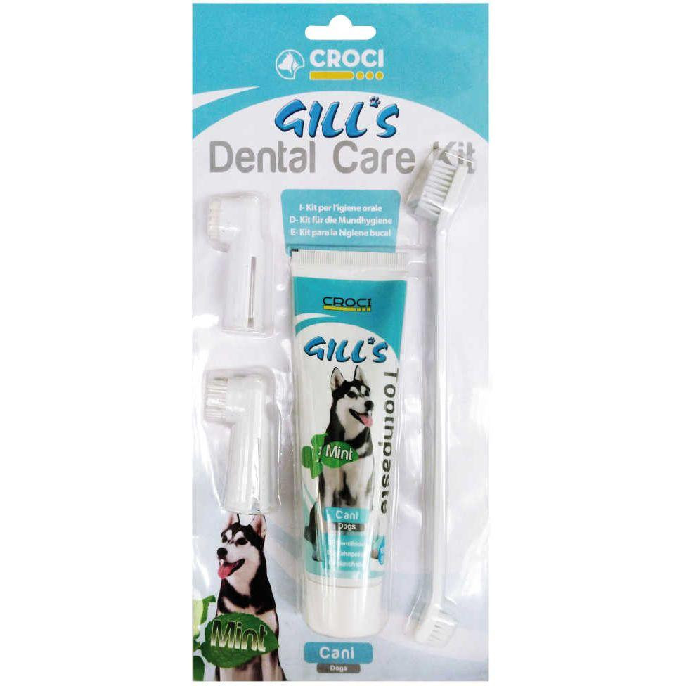 Croci Зубна паста для собак і котів  Gills м'ята + 3 щітки (8023222153745) - зображення 1