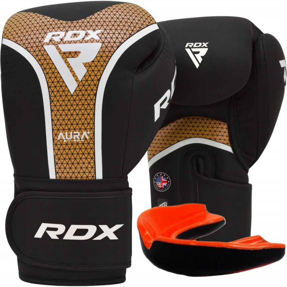 RDX Боксерські рукавички Aura Plus T-17, 14oz Black Golden (BGR-T17BGL-14OZ+) - зображення 1