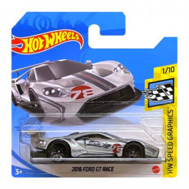 Hot Wheels 2016 Ford GT Race Speed Graphics GRY40 Metallic Silver