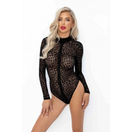 Noir Handmade Боді  F287 Leopard flock bodysuit with long sleeves Black, XXL