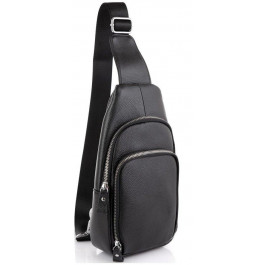 TIDING BAG Мужская сумка-слинг кожаная  A25F-5058A Черная