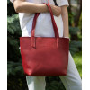 Grande Pelle Червона жіноча сумка-шоппер із гладкої шкіри з довгими ручками  (19073) - зображення 5
