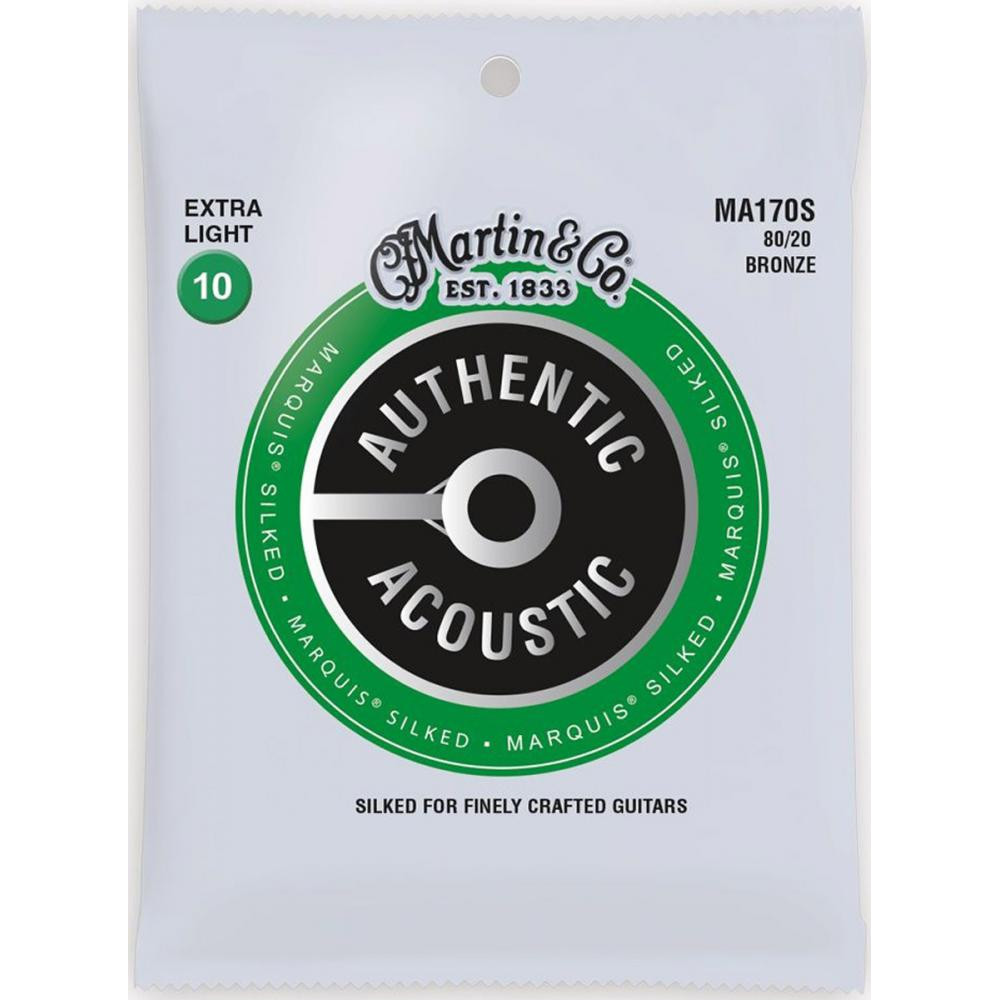 Martin Струны для акустической гитары MA170S Authentic Acoustic Marquis Silked 80/20 Bronze Extra Light - зображення 1