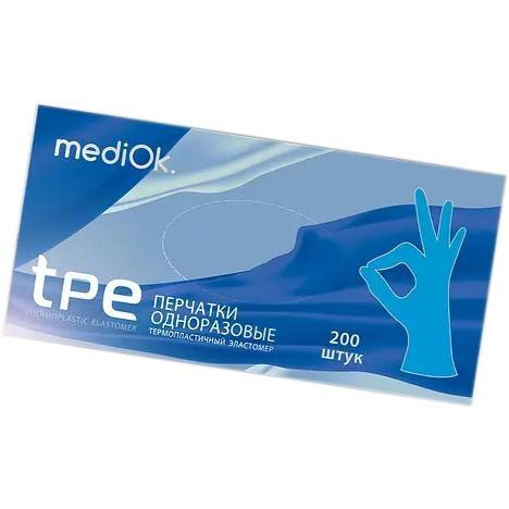 Mediok Рукавички  TPE Розмір L 200 шт Блакитні (6933265558327) - зображення 1