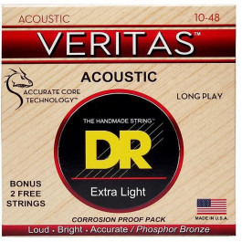 DR DR STRINGS VERITAS COATED CORE ACOUSTIC GUITAR STRINGS - EXTRA LIGHT (10-48) VTA-10