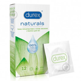 Durex Презервативы латексные с гелем-смазкой  Naturals (тонкие) 12 шт (4820108004931)