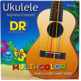 DR Струны для укулеле  Multi-Color UMCSC Soprano/Concert Ukulele Strings