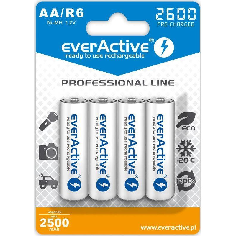 everActive AA 2600mAh NiMh 4шт Professional Line EVHRL6-2600 - зображення 1