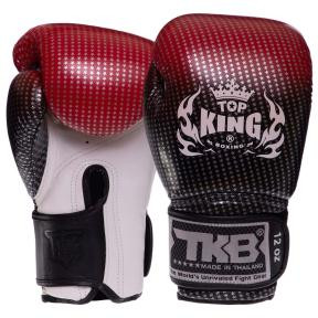 Top King Рукавички боксерські шкіряні Super Star TKBGSS-01 / розмір 8oz, чорний/червоний - зображення 1