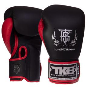 Top King Рукавички боксерські шкіряні Reborn TKBGRB / розмір 16oz, чорний/червоний - зображення 1