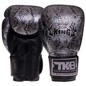 Top King Боксерські рукавички шкіряні Super Snake TKBGSS-02 / розмір 8oz, чорний/срібний - зображення 1