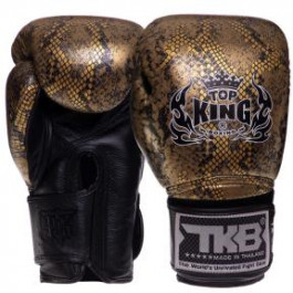 Top King Боксерські рукавички шкіряні Super Snake TKBGSS-02 / розмір 8oz, чорний/золотий