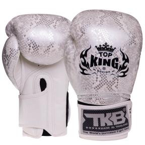 Top King Боксерські рукавички шкіряні Super Snake TKBGSS-02 / розмір 8oz, білий/срібний - зображення 1