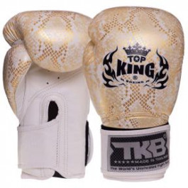 Top King Боксерські рукавички шкіряні Super Snake TKBGSS-02 / розмір 18oz, білий/золотий