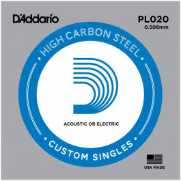 D'Addario Струна PL020 Plain Steel .020