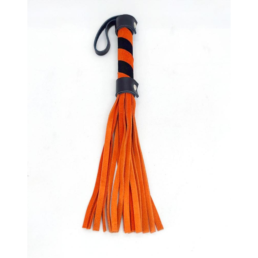 DS Fetish Батіг оранжево-чорний, замш 16 см (291401044) - зображення 1