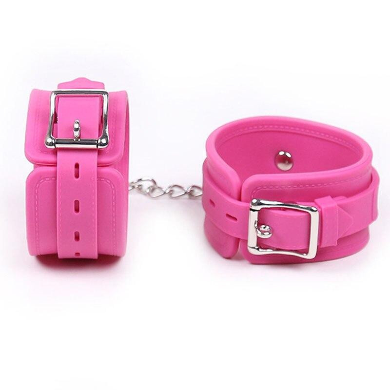 DS Fetish Силіконові наручники Silicone hand cuff pink (251300154) - зображення 1