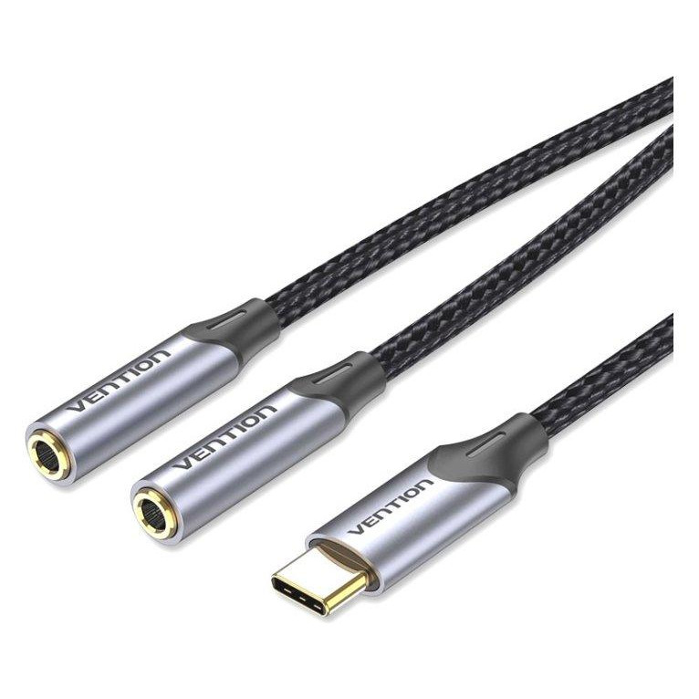 Vention USB Type-C to 3.5mm 0.6 m Black (BGNHY) - зображення 1