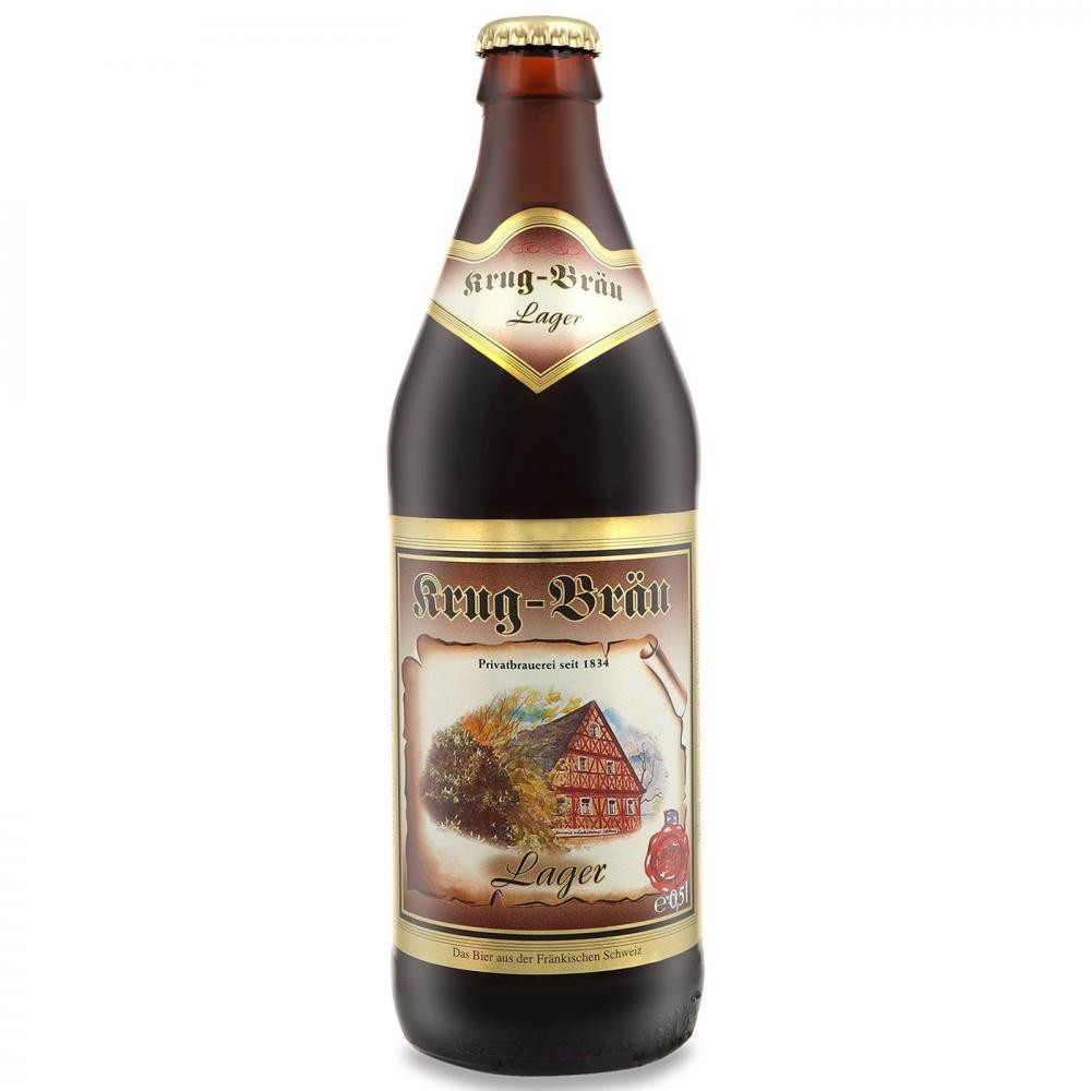 Krug-Brau Пиво  Lager темне, 5%, 0,5 л (574887) (4260193840012) - зображення 1