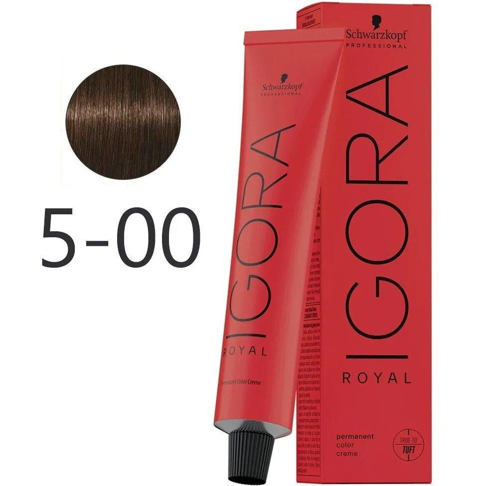 Schwarzkopf Крем-краска для волос  Igora Royal Permanent Color Creme 5-00 Светло-коричневый натуральный экстра,  - зображення 1