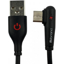 Mibrand MI-11 Two Colour Elbow Charging Line USB Type-C 2A 1m Black (MIDC/11TB)