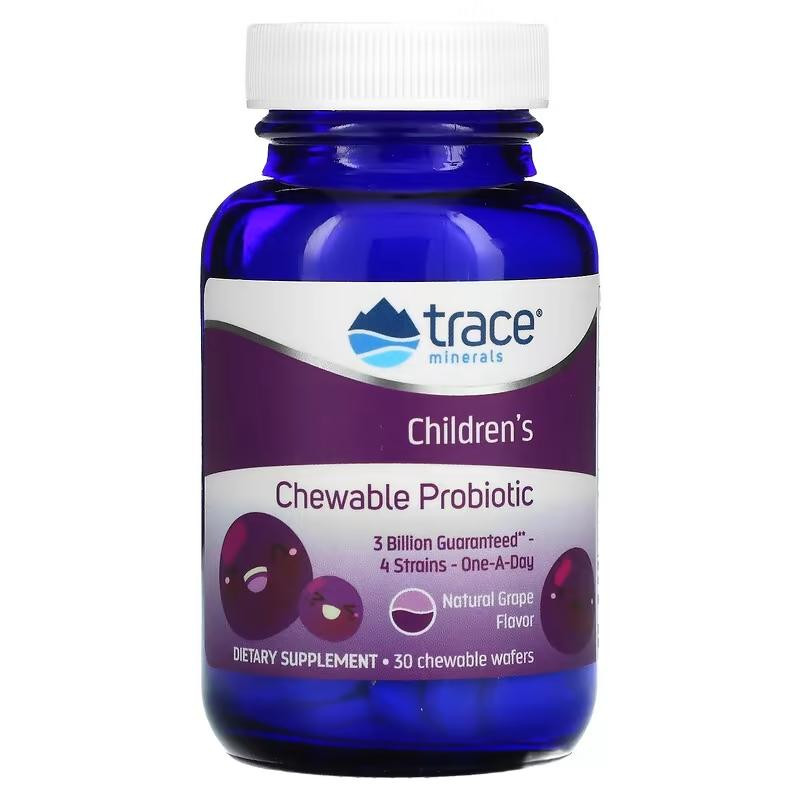 Trace Minerals Детский пробиотик (Childrens Chewable Probiotic) 3 млрд КОЕ 30 жевательных таблеток со вкусом виногр - зображення 1