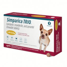 Zoetis Жевательные таблетки Simparica TRIO 1.25 - 2.5 кг 3 шт (5414736055633)