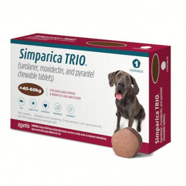 Zoetis Simparica TRIO - Протипаразитарні жувальні таблетки від бліх, гельмінтів, кліщів собаки 40-60кг 1таб