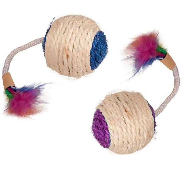 Karlie-Flamingo Bouly Sisal Ball Feather СИЗАЛЕВЫЙ МЯЧ с перьями игрушка для котов (46114) - зображення 1