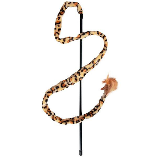 Karlie-Flamingo Игрушка Leopard Fishing Rod удочка для котов, с перьями и колокольчиком, 50 см (504176) - зображення 1