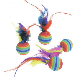 Karlie-Flamingo Rainbow Ball - мяч Карли-с перьями для кошек Упак (502203)