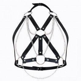   Art of Sex Портупея жіноча  - Aiden Leather harness, Чорна L-2XL (SO8397)