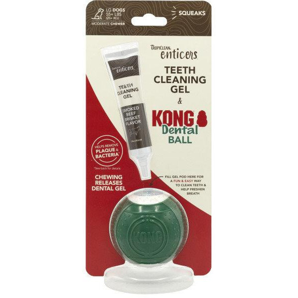 TropiClean Enticers Kong Dental Ball - Набор по догляду за ротовою порожниною (шарик, гель) 005891 - зображення 1