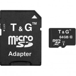 T&G 64 GB microSDXC Class 10 UHS-I (U1) + SD-adapter  TG-64GBSDCL10-01