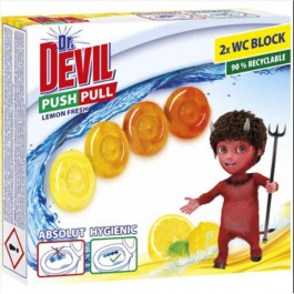 Dr.Devil Гелеві кульки без кошика для унітазу Dr.DevilL WC Push Pull Gel Лимонна свіжість 20 г х 2 шт (859502