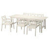 IKEA BONDHOLMEN Стіл + 3 стільці з підлокітниками + лава, вулична, білий/бежевий (295.496.83) - зображення 1