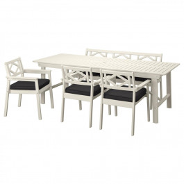 IKEA BONDHOLMEN Стіл+3 стільці з підлокітниками+лавка, антрацит (995.496.70)