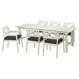 IKEA BONDHOLMEN Стіл + 6 стільців з підлокітниками, антрацит (795.512.49)