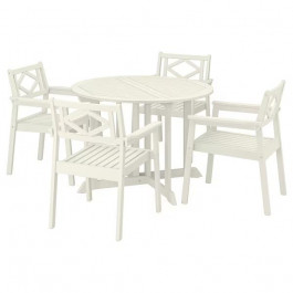 IKEA BONDHOLMEN Стіл + 4 стільці з підлокітниками, відкритий, білий/бежевий (195.498.34)