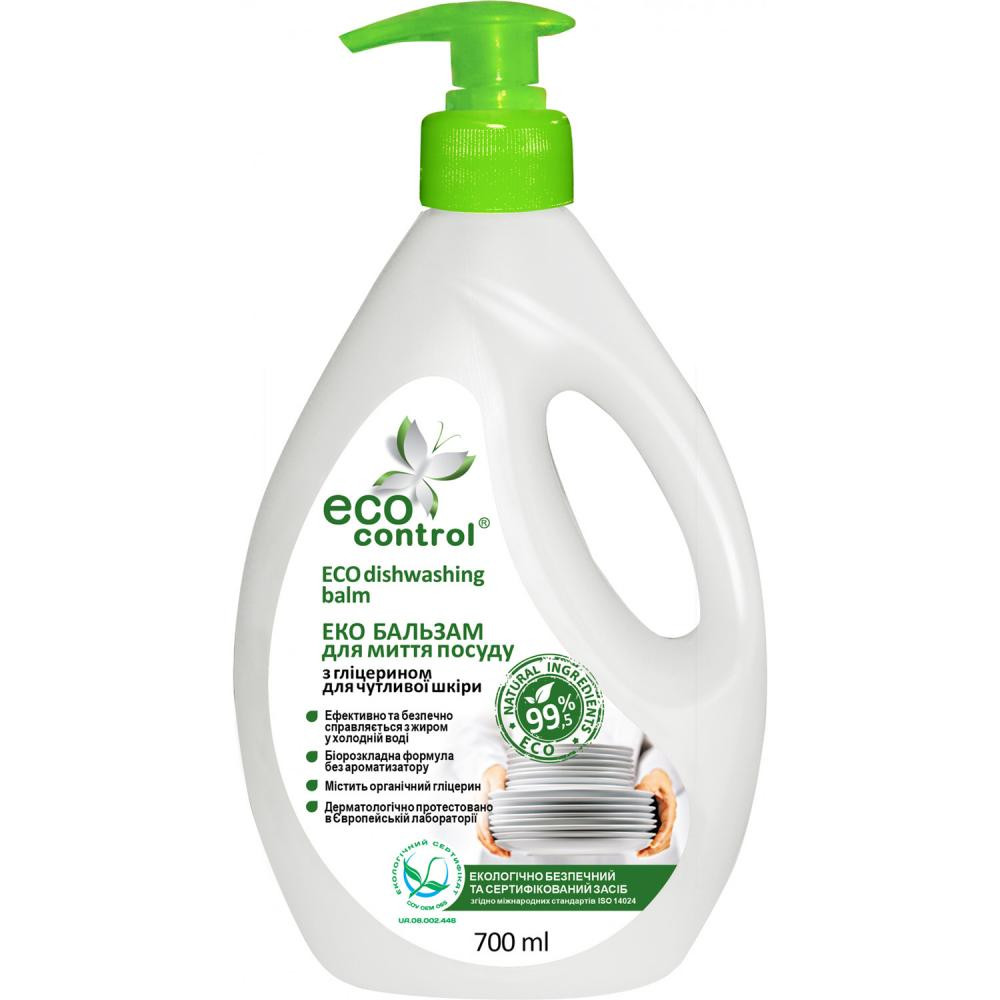 ECO Control Средство для ручного мытья посуды  с глицерином для чувствительной кожи 0,7л (4823080005095) - зображення 1